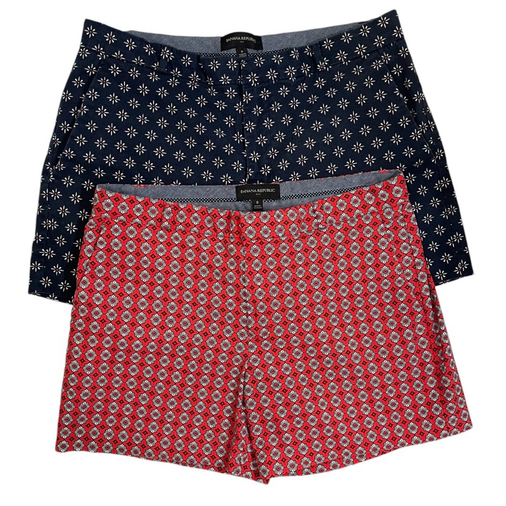 Set of 2 Banana Republic Chino Shorts Cotton Lightweight Summer Vacation Size 8 - Picture 2 of 16